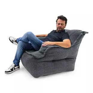 Puff Poltrono - Com enchimento de Pérolas de EPS Leve Premium Cinza Escuro